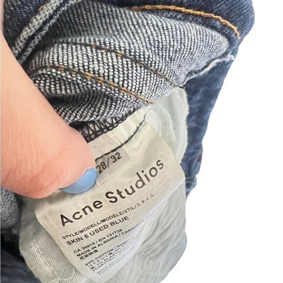 Acne Studios Skin 5 Used Blue Mid Rise Skinny Jean - Picture 7 of 7